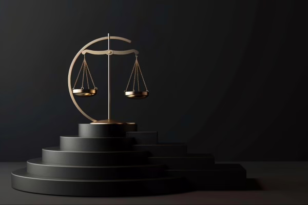 Ilustrasi simbol hukum yang menunjukan yang resmi menunjukkan legalitas bisnis.